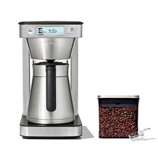 12-Cup Coffee Maker with Podless Single-Serve Function & Steel Coffee POP Container (1.7 Qt) with Scoop Bundle Q3