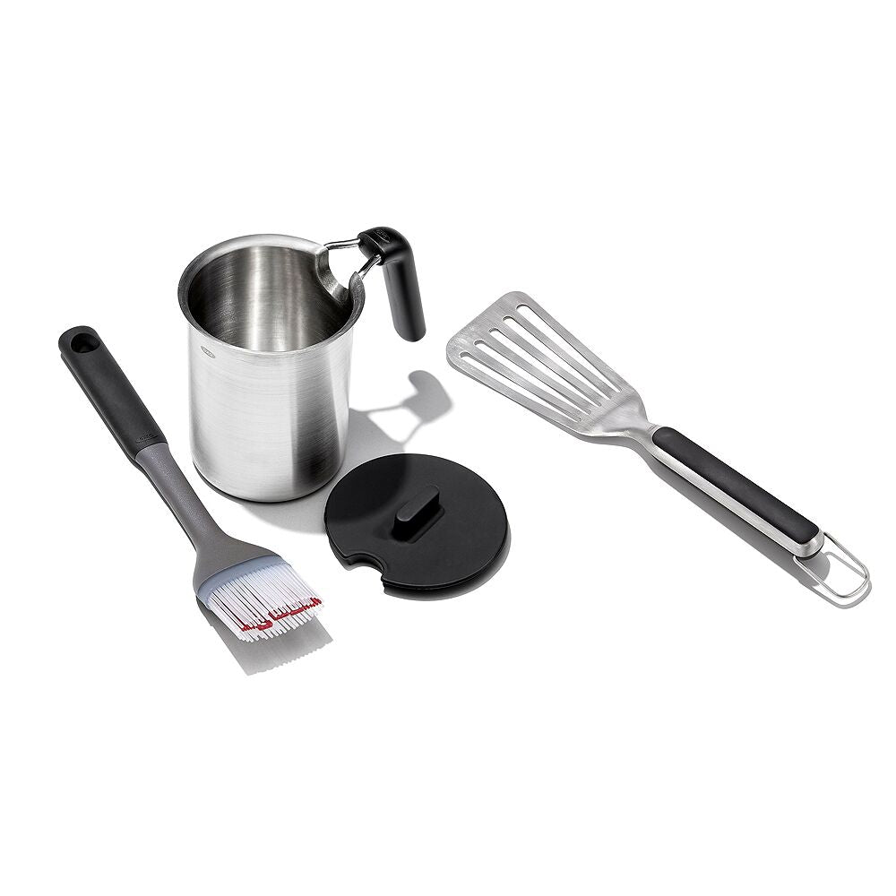 Grilling Basting Pot and Brush Set & Grilling Precision Turner Bundle N0