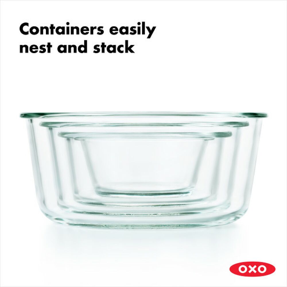 8 Piece Smart Seal Glass Round Container Set L0