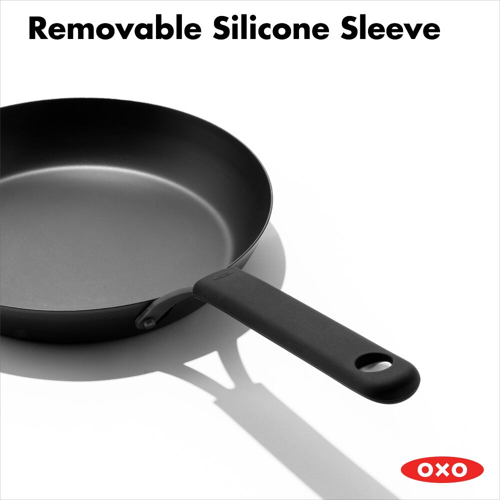 OXO Carbon Steel Obsidian Series 12-Inch Frypan with Silicone Sleeve T5