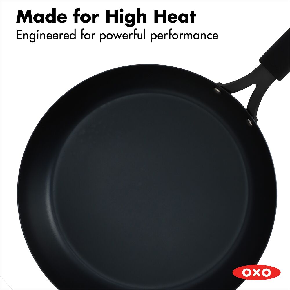 OXO Carbon Steel Obsidian Series 12-Inch Frypan with Silicone Sleeve T5