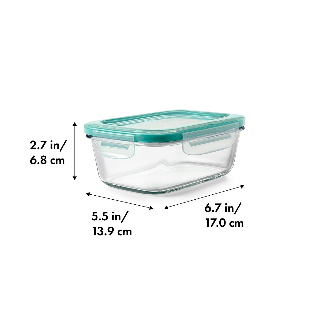 Smart Seal 3.5 Cup Glass Rectangle Container - Teal D6