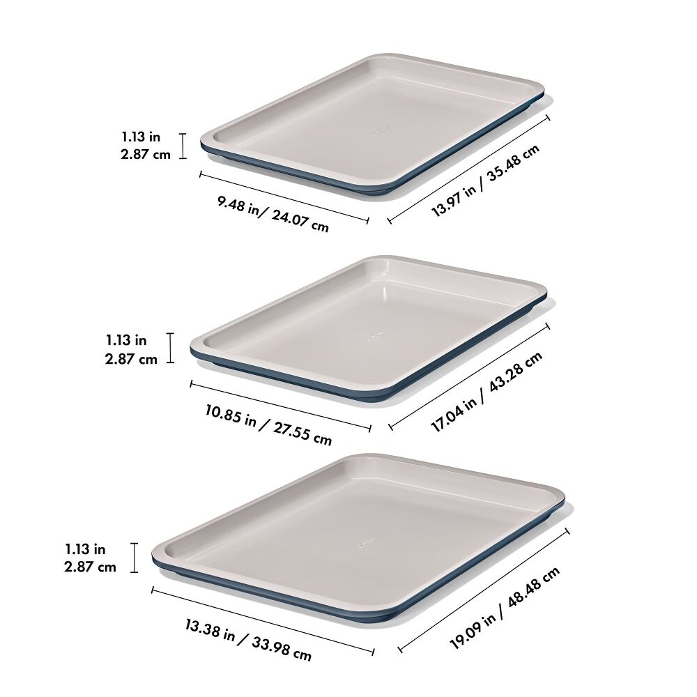 Non-Stick Pro Ceramic Coated Metal Bakeware 3 Pc Set D4