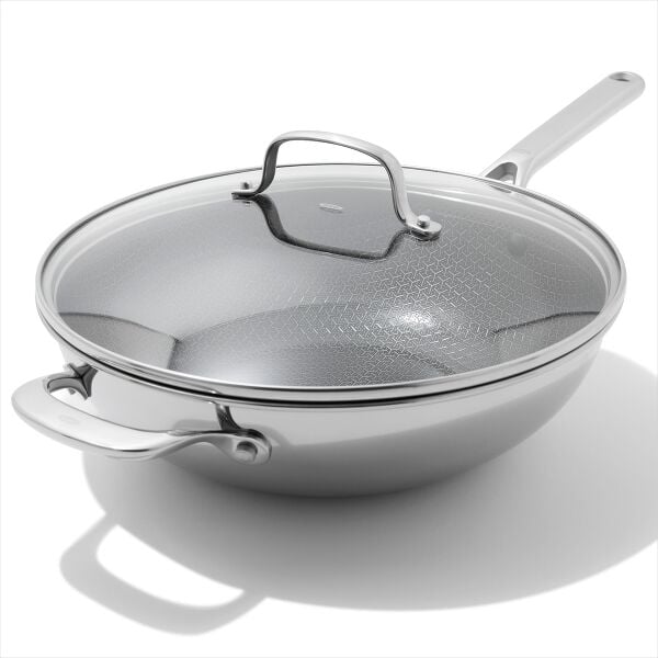 Trident Hybrid Non-Stick Stainless Steel 5 Qt Wok with Lid H3