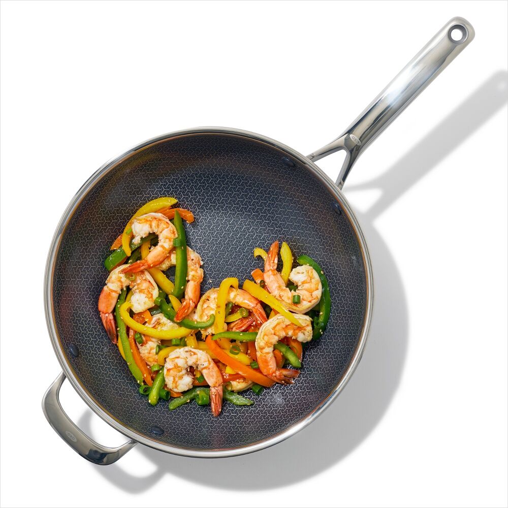 Trident Hybrid Non-Stick Stainless Steel 5 Qt Wok with Lid H3