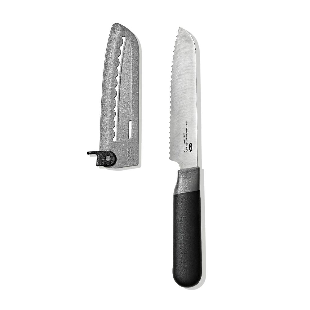 5 in Serrated Utility Knife with Locking Sheath W8