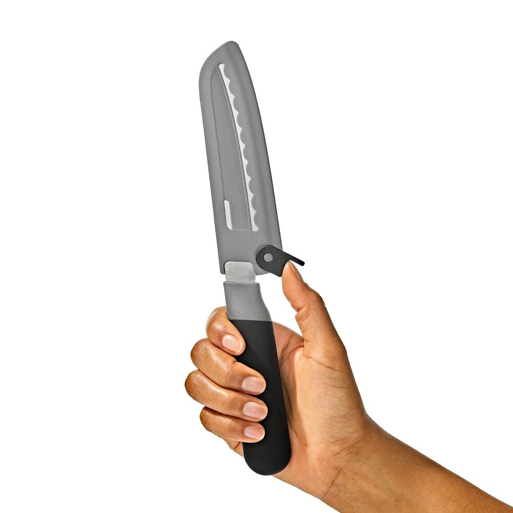 5 in Serrated Utility Knife with Locking Sheath W8