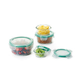 8 Piece Smart Seal Glass Round Container Set L0