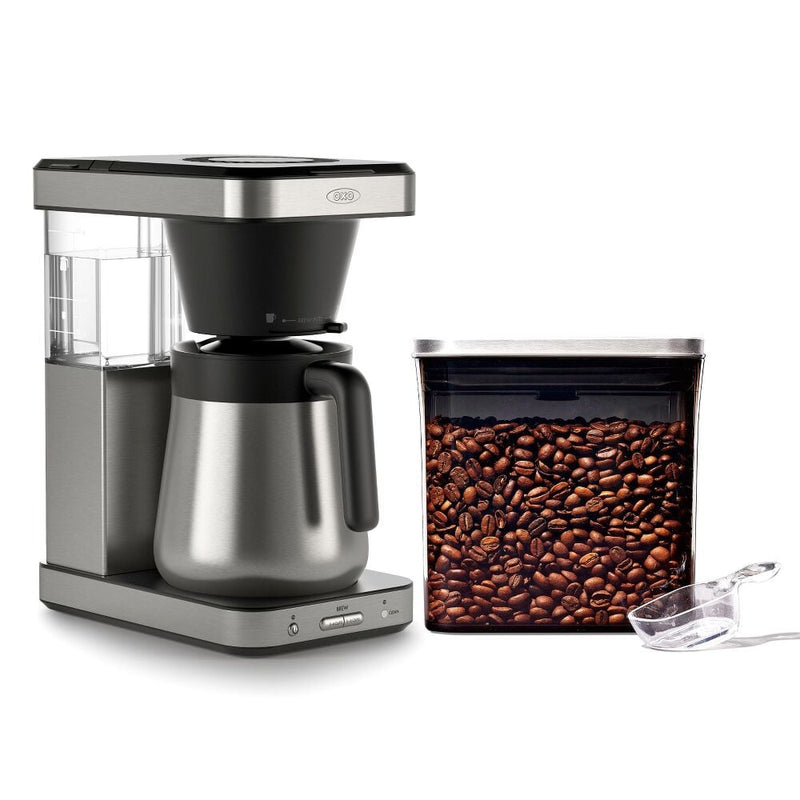 8-Cup Coffee Maker & Steel Coffee POP Container (1.7 Qt) with Scoop Bundle Q5