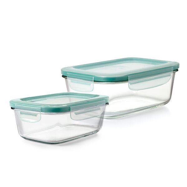 8 Cup Smart Seal Glass Rectangle Container & 3.5 Cup Smart Seal Glass Rectangle Container Bundle Z0