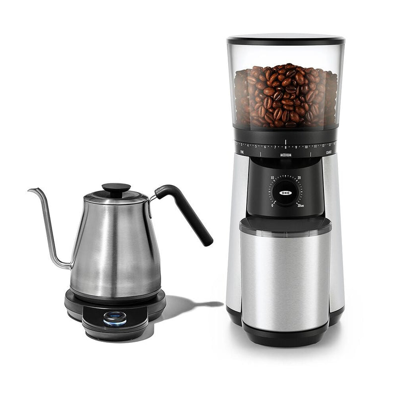 Adjustable Temperature Pour-Over Kettle & Conical Burr Coffee Grinder Bundle E7