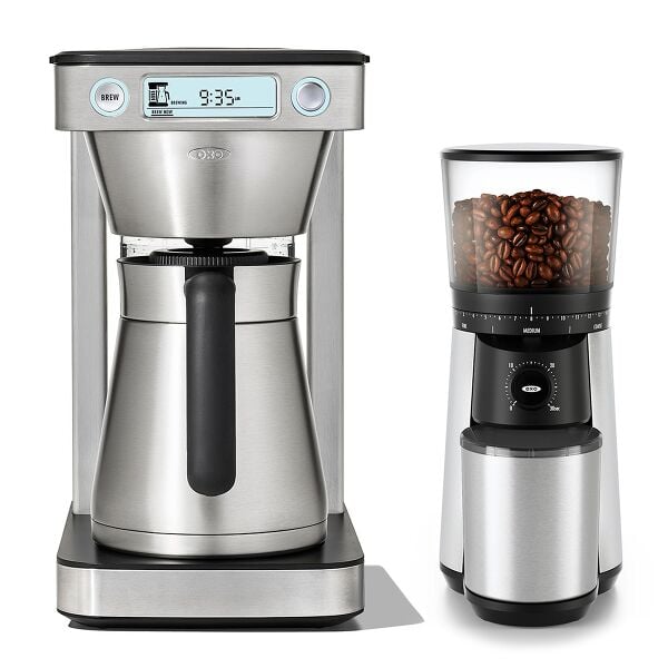 12-Cup Coffee Maker with Podless Single-Serve Function & Conical Burr Coffee Grinder Bundle F4