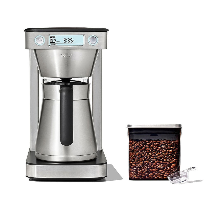 12-Cup Coffee Maker with Podless Single-Serve Function & Steel Coffee POP Container (1.7 Qt) with Scoop Bundle Q3