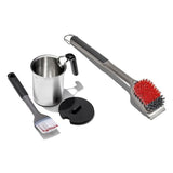Grilling Basting Pot and Brush Set & Nylon Grill Brush for Cold Cleaning Bundle O6