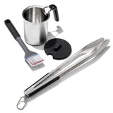 Grilling Basting Pot and Brush Set & Grilling Tongs with Built-In Bottle Opener Bundle W0