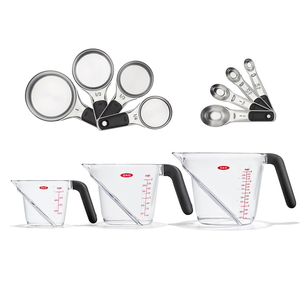 3 Piece Angled Measuring Cup Set & Stainless Steel Measuring Cups and Spoons Set Bundle L1