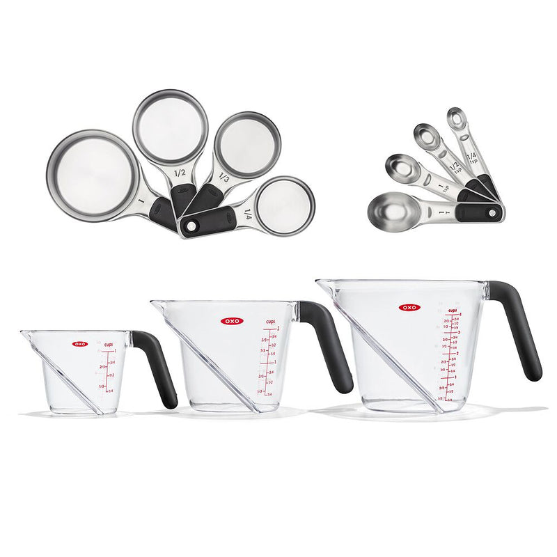 3 Piece Angled Measuring Cup Set & Stainless Steel Measuring Cups and Spoons Set Bundle L1