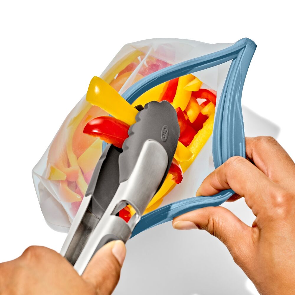 Silicone Reusable Bag  Stand-Up Half Gallon (64 oz) - Ocean Blue G1
