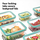 8 Piece Smart Seal Glass Round Container Set L0