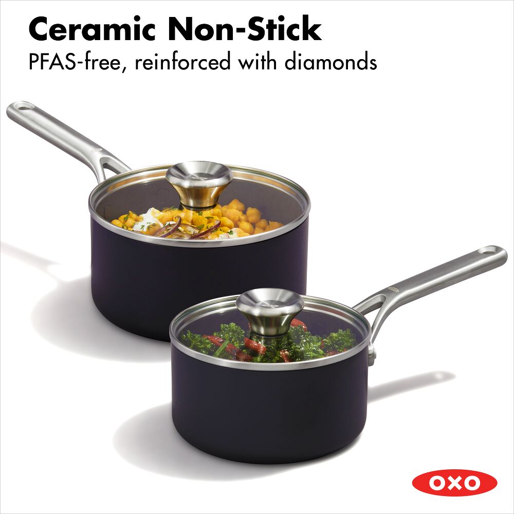 Ceramic Professional Non-Stick 4-Piece Saucepan Set (1.7 Qt & 2.3 Qt) N2