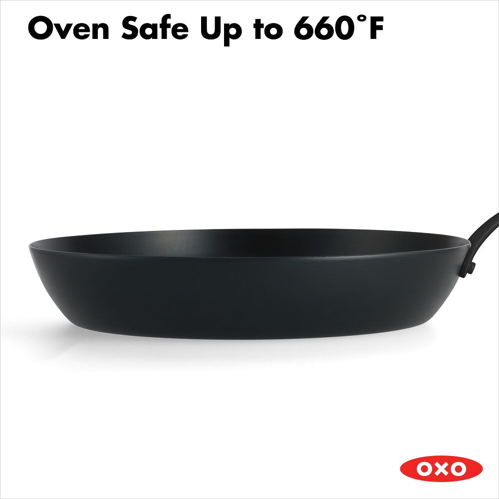 OXO Carbon Steel Obsidian Series 12-Inch Frypan with Silicone Sleeve T5