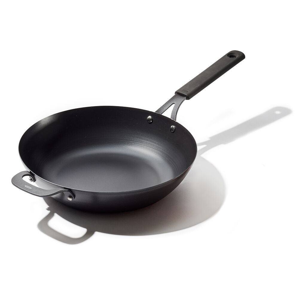 Carbon Steel Obsidian Series 12-Inch Wok with Silicone Sleeve T6
