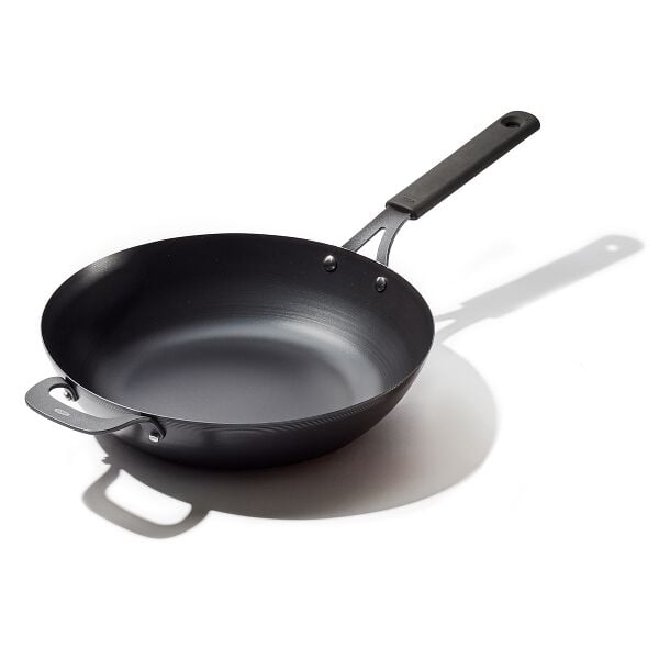 Carbon Steel Obsidian Series 12-Inch Wok with Silicone Sleeve T6