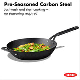 Carbon Steel Obsidian Series 12-Inch Wok with Silicone Sleeve T6