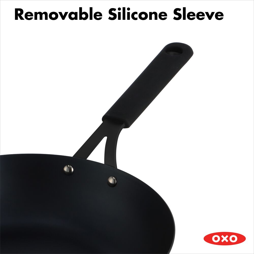 Carbon Steel Obsidian Series 12-Inch Wok with Silicone Sleeve T6