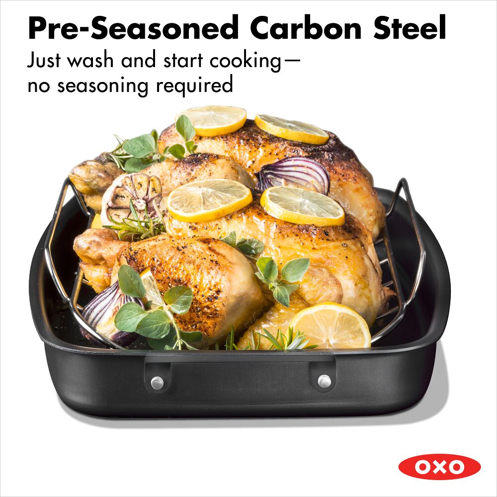 Carbon Steel Obsidian Series Roaster with Rack V1