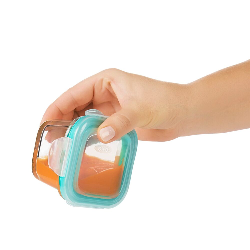 Baby Blocks Glass Food Storage Containers 4 Oz - Tot Teal V6