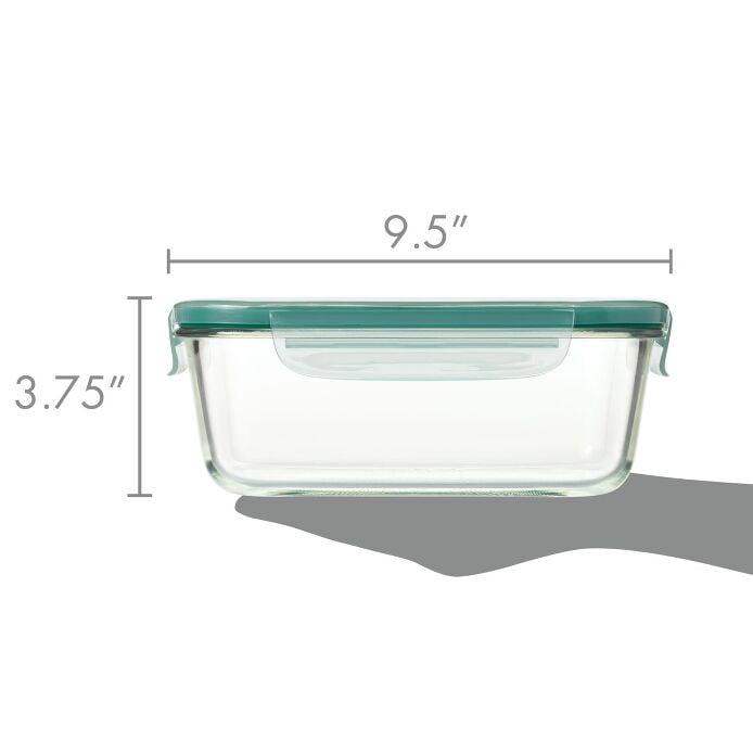 Smart Seal 8 Cup Glass Rectangle Container - Teal J0