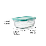 Smart Seal 3.5 Cup Glass Rectangle Container - Teal D6