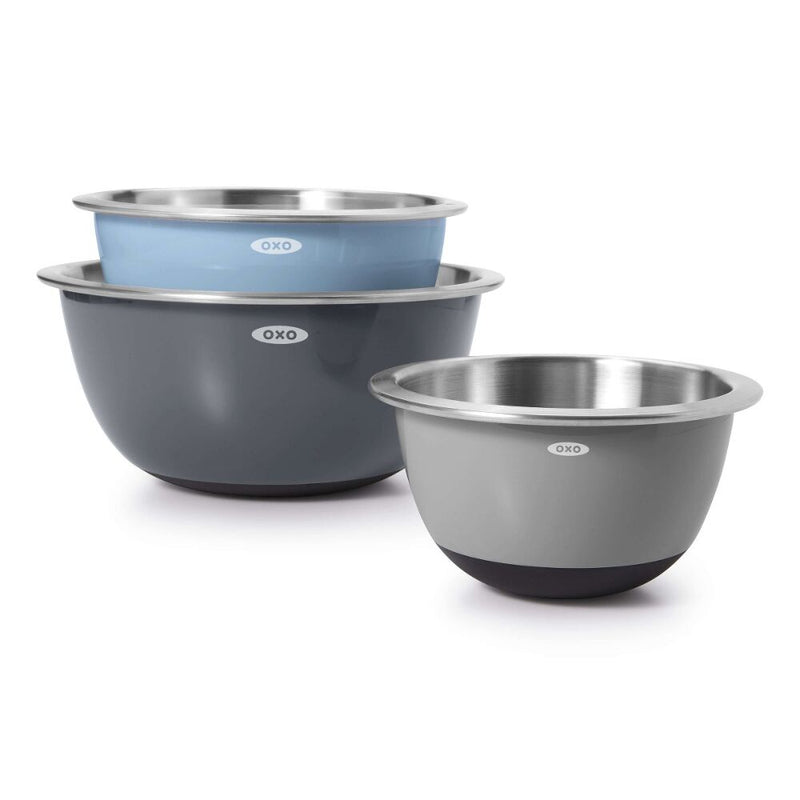 3-Piece Stainless Steel Mixing Bowl Set - Blue/Gray G5