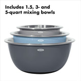 3-Piece Stainless Steel Mixing Bowl Set - Blue/Gray G5