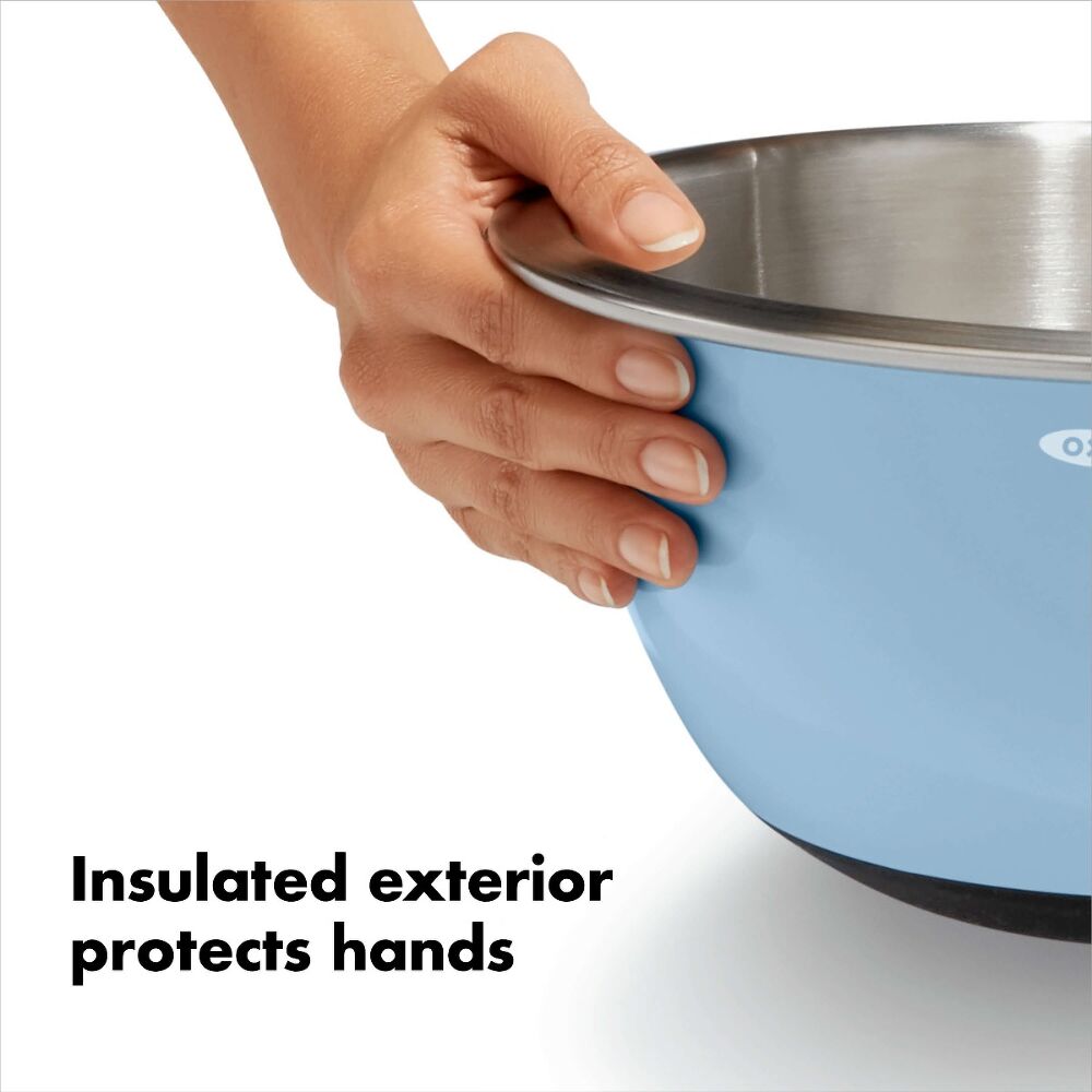 3-Piece Stainless Steel Mixing Bowl Set - Blue/Gray G5