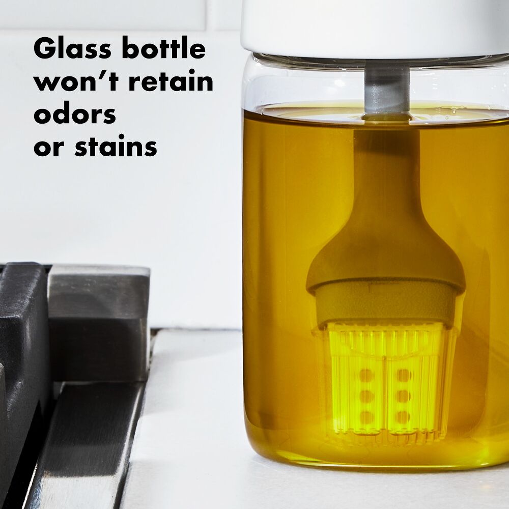 Glass Oil Bottle and Silicone Brush Set M2