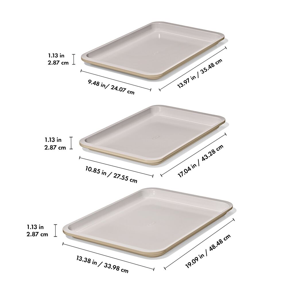 Non-Stick Pro Ceramic Coated Metal Bakeware 3 Pc Set D4