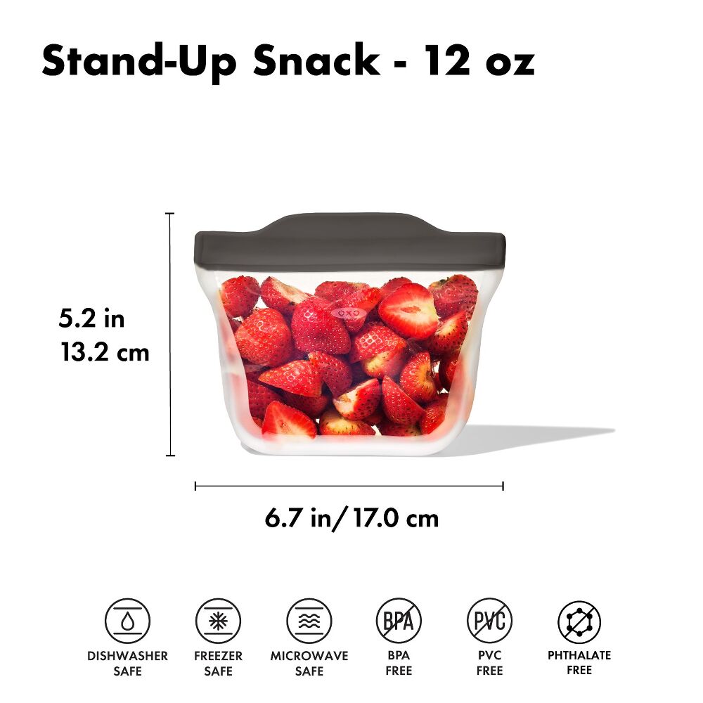 Outdoor Silicone Reusable Stand Up Snack Bag (12 oz) A9