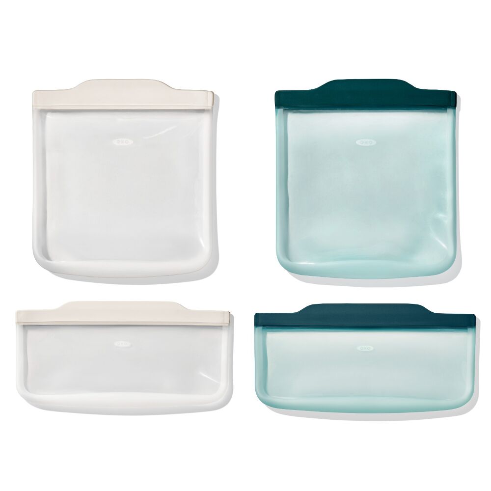 Silicone Reusable Bag -  4 Piece Lunch Set - Oat/Lagoon Z5
