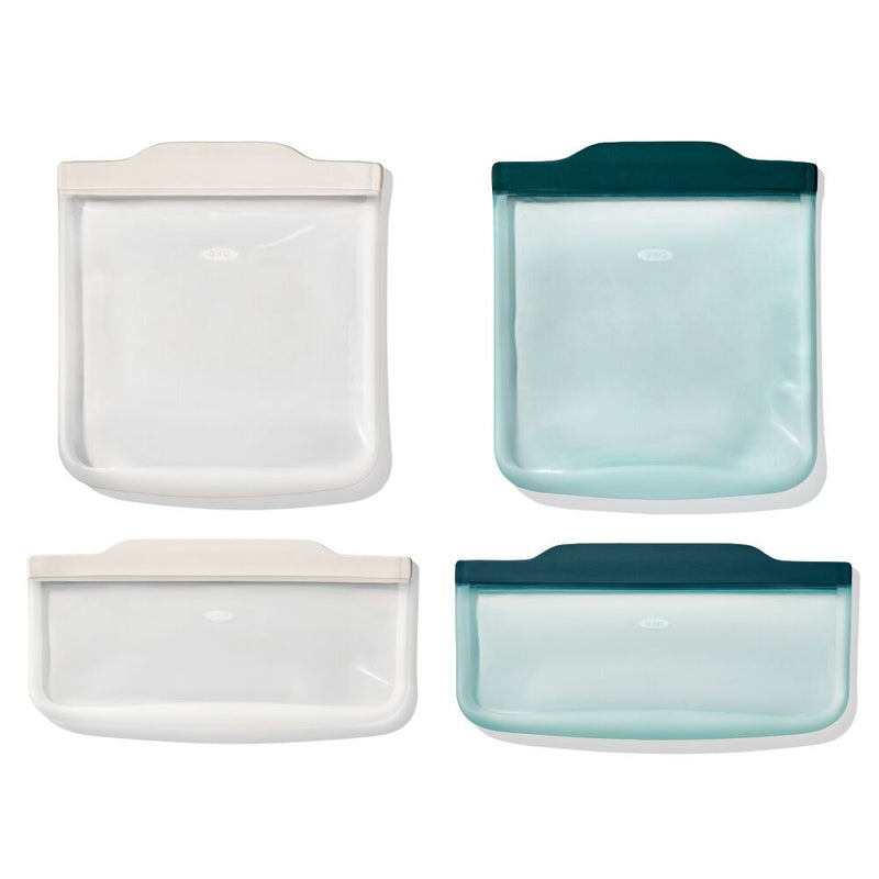 Silicone Reusable Bag -  4 Piece Lunch Set - Oat/Lagoon Z5