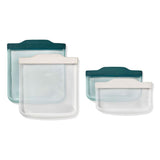 Silicone Reusable Bag -  4 Piece Lunch Set - Oat/Lagoon Z5