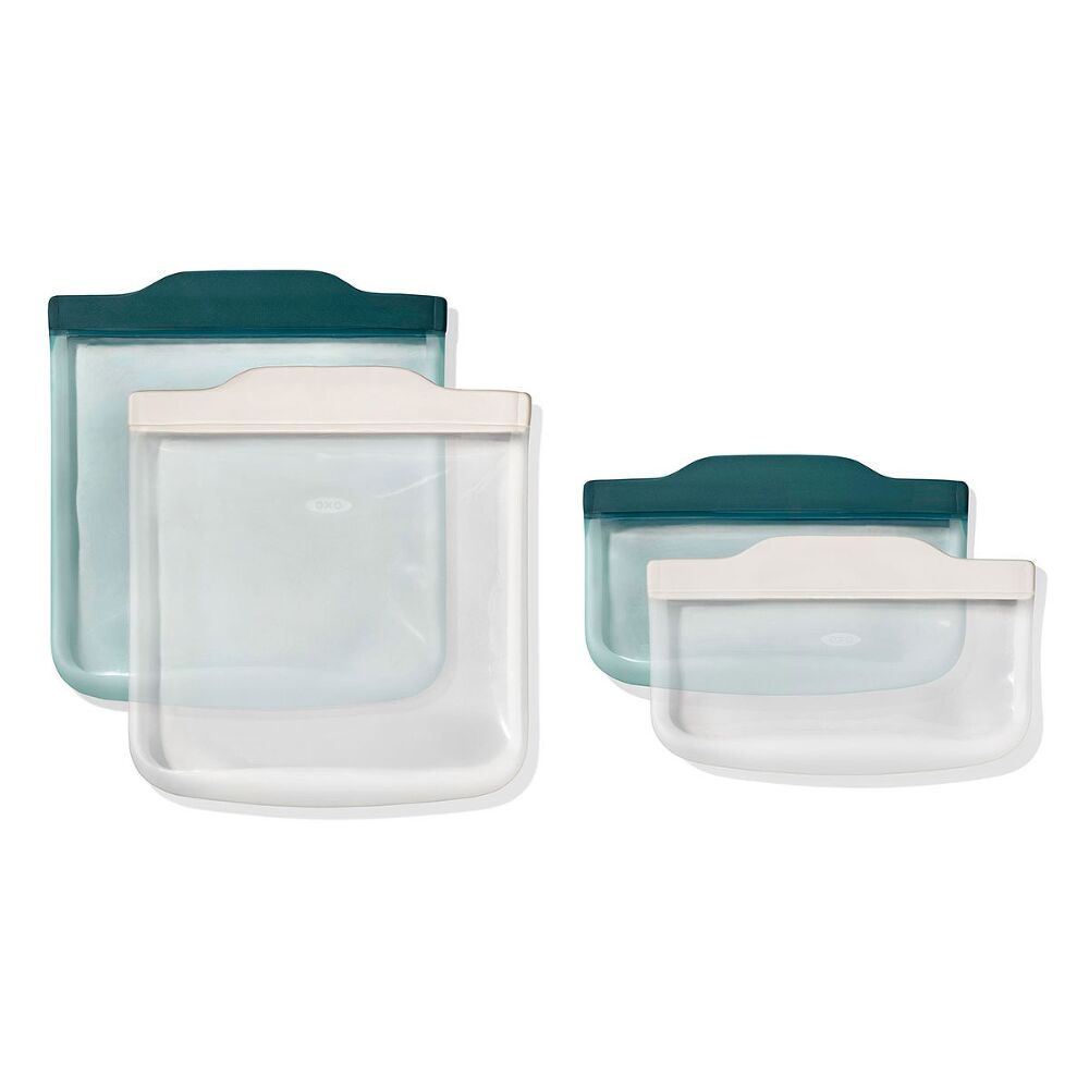 Silicone Reusable Bag -  4 Piece Lunch Set - Oat/Lagoon Z5