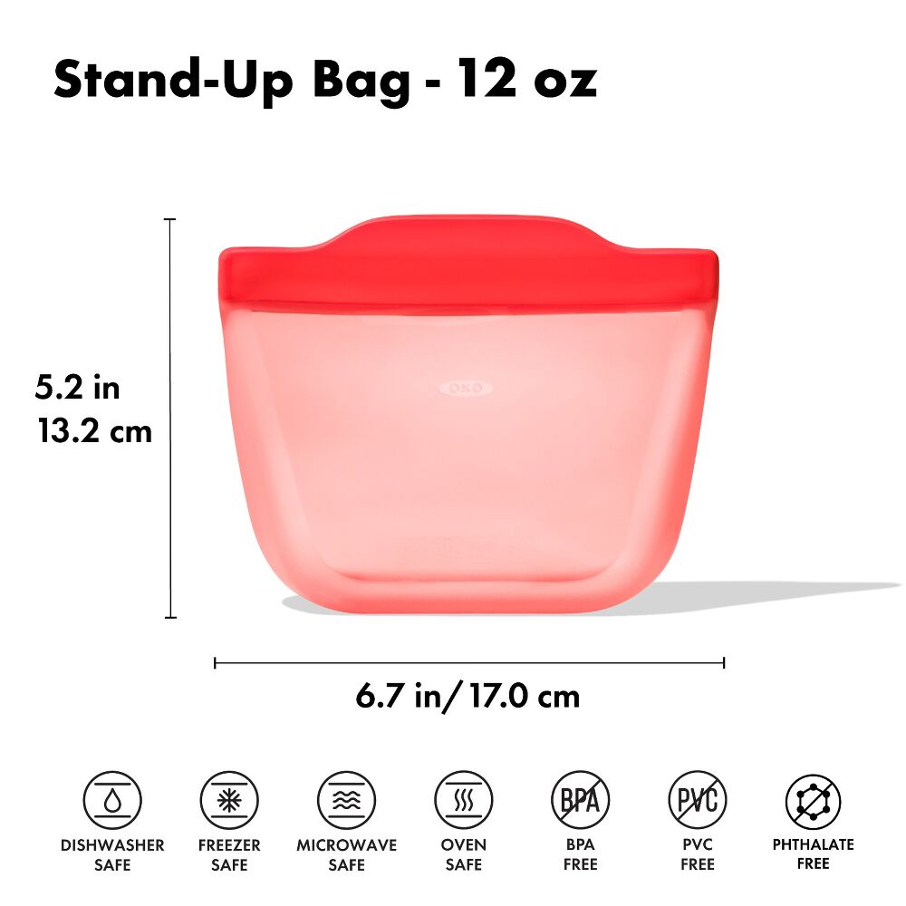 Silicone Reusable Bag - Stand-Up Snack (12 oz) – Watermelon G1