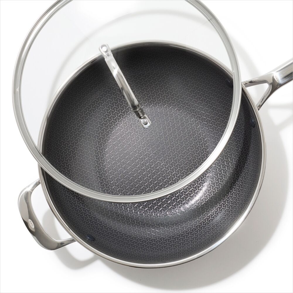 Trident Hybrid Non-Stick Stainless Steel 5 Qt Wok with Lid H3