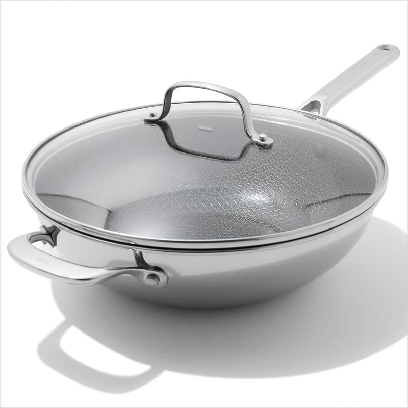 Trident Hybrid Non-Stick Stainless Steel 5 Qt Wok with Lid H3