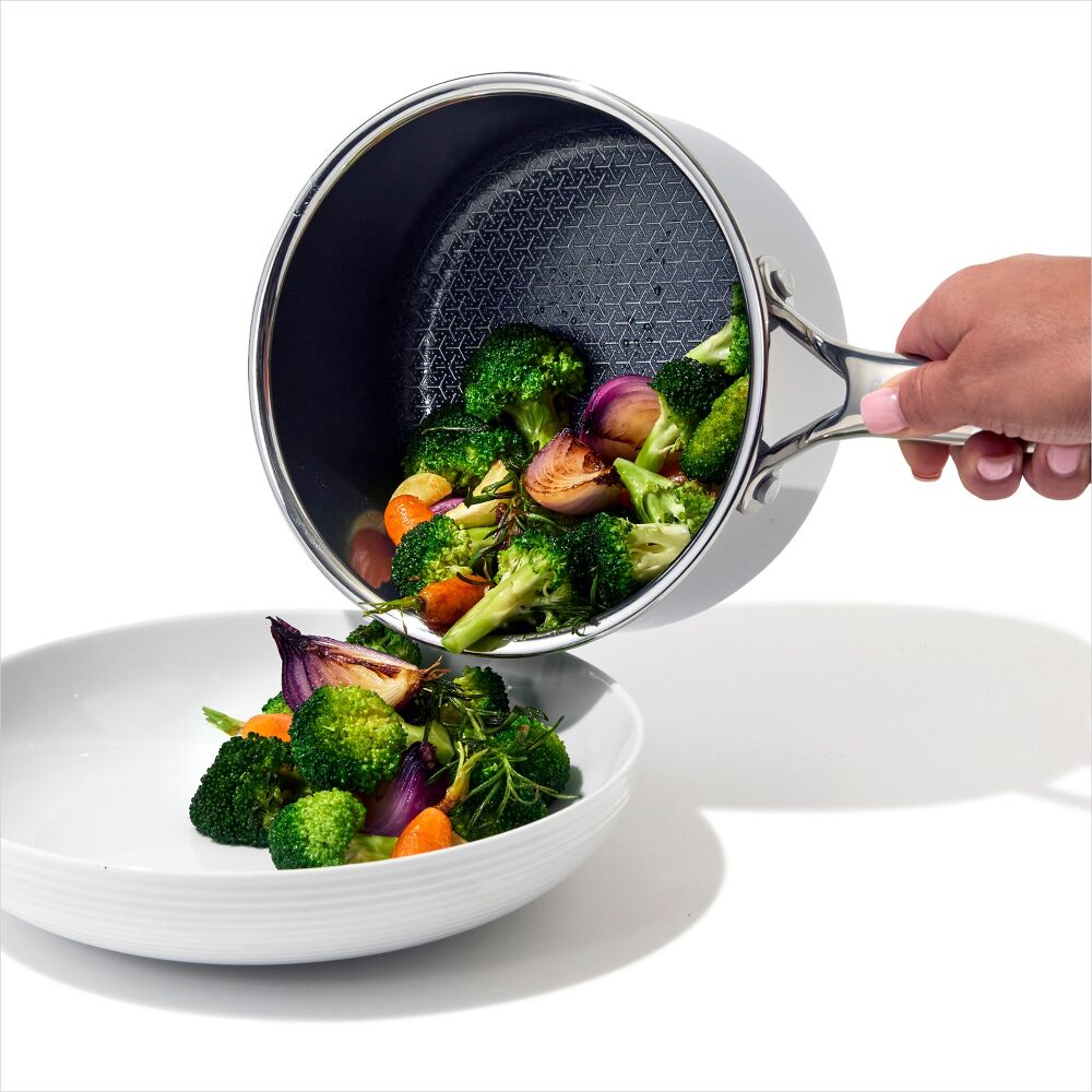 Trident Hybrid Non-Stick Stainless Steel 2.5 Qt Saucepan with Lid X2