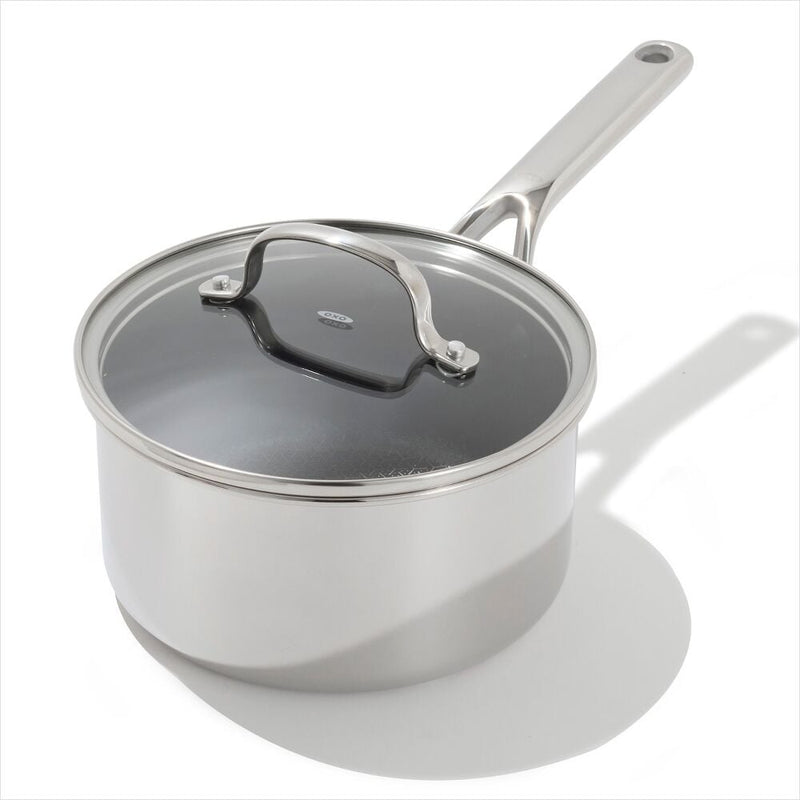 Trident Hybrid Non-Stick Stainless Steel 2.5 Qt Saucepan with Lid X2