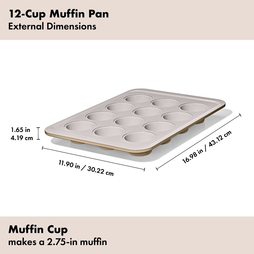 Non-Stick Pro Ceramic Coated Metal Bakeware 12 Cup Muffin Pan O5