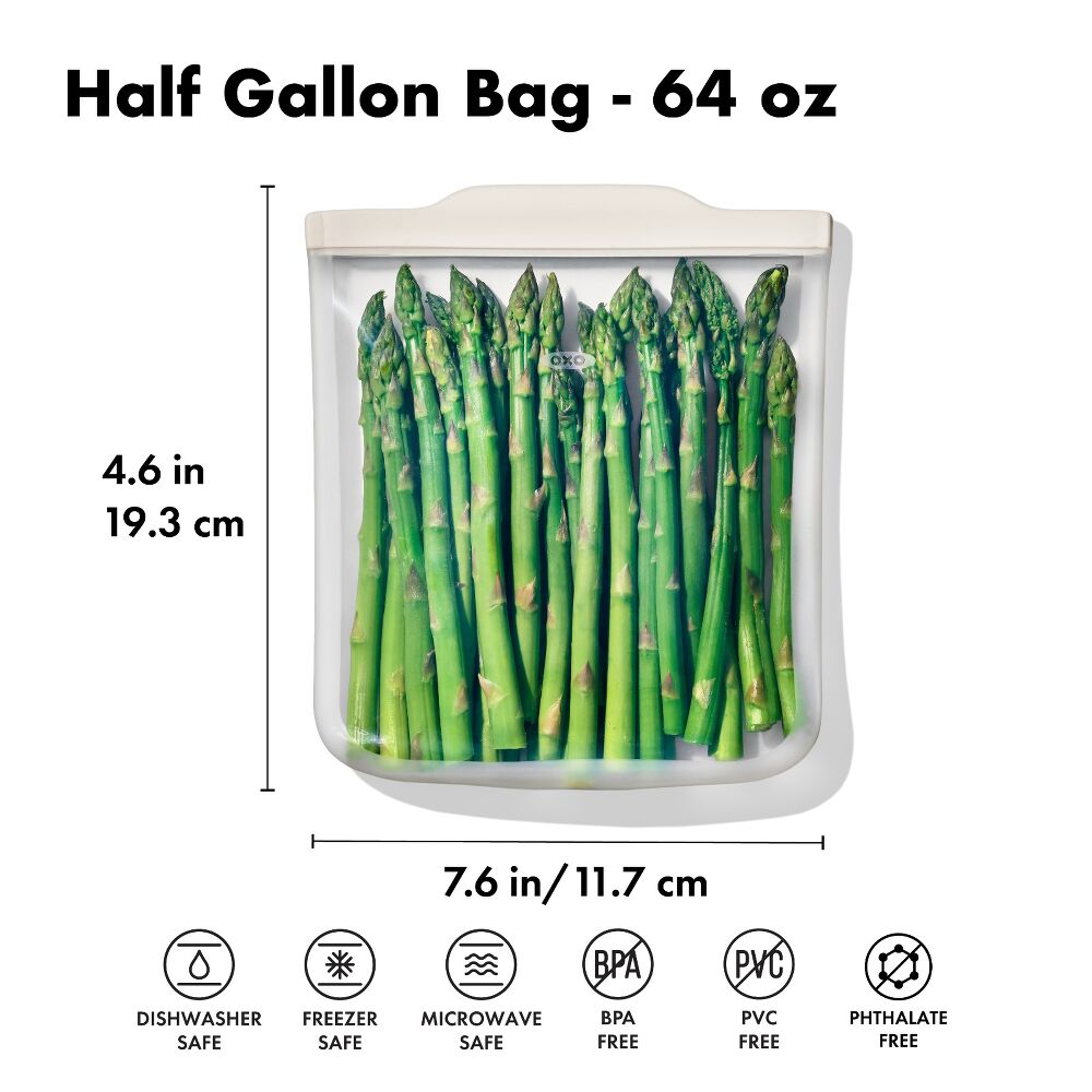 Silicone Reusable Bag - Half Gallon Bag (64 oz) - Oat V8